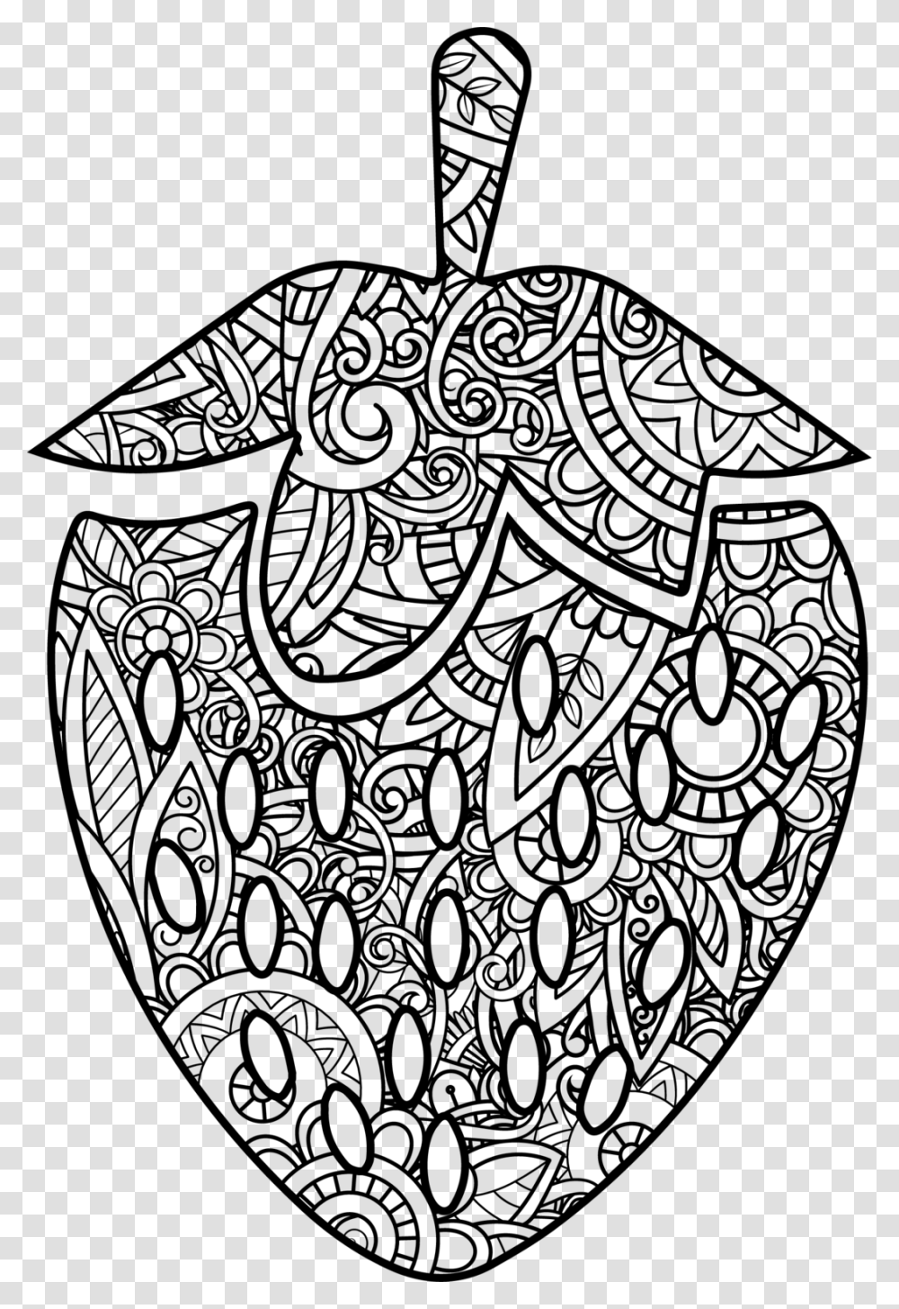 Strawberry Zentangle Custom Cover Engraving Line Art, Gray, World Of Warcraft Transparent Png