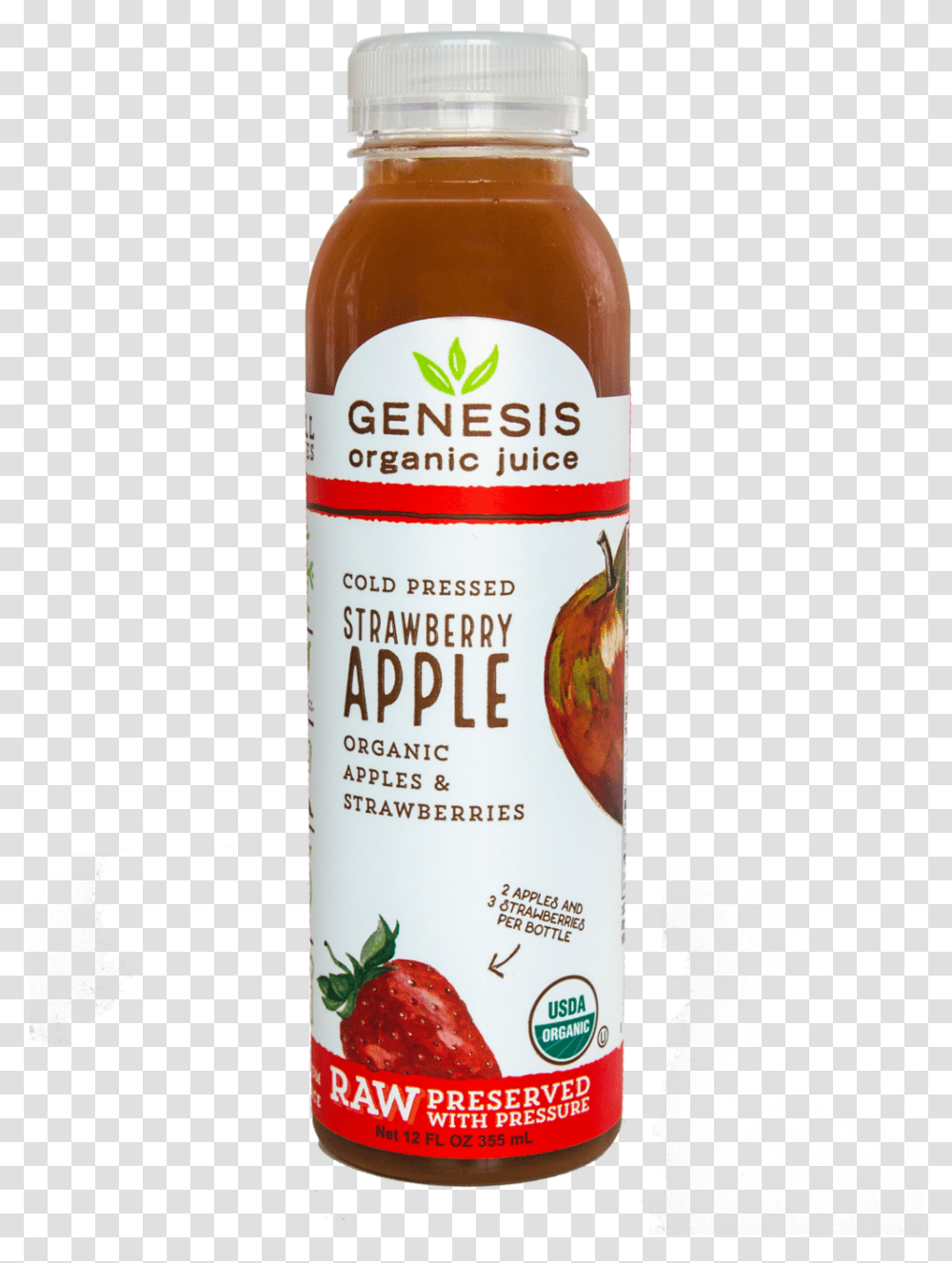 Strawberryapple Genesis Organic Apple Juice, Ketchup, Food, Bottle, Label Transparent Png