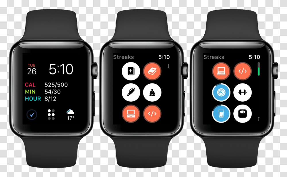 Streaks For Iphone And Apple Watch Apple Watch Starbucks App, Wristwatch, Digital Watch, Mobile Phone, Electronics Transparent Png
