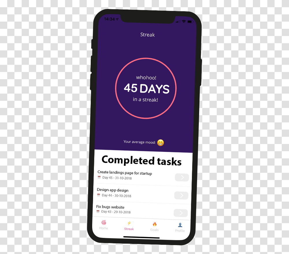 Streaky - Daily Goal Streak App Blackcoin, Mobile Phone, Electronics, Cell Phone, Poster Transparent Png