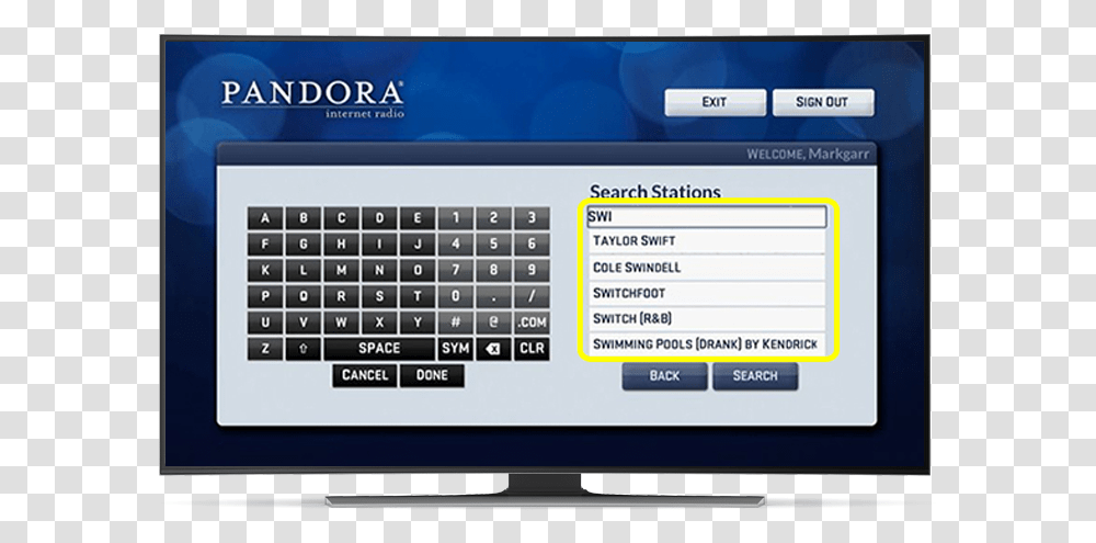 Stream Pandora Through Dish On Your Television Hopper Dish On Screen Keyboard, Electronics, Calculator, Monitor, Display Transparent Png