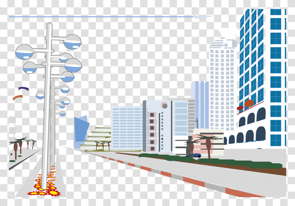 Street City Vector, Urban, Building, High Rise, Metropolis Transparent Png