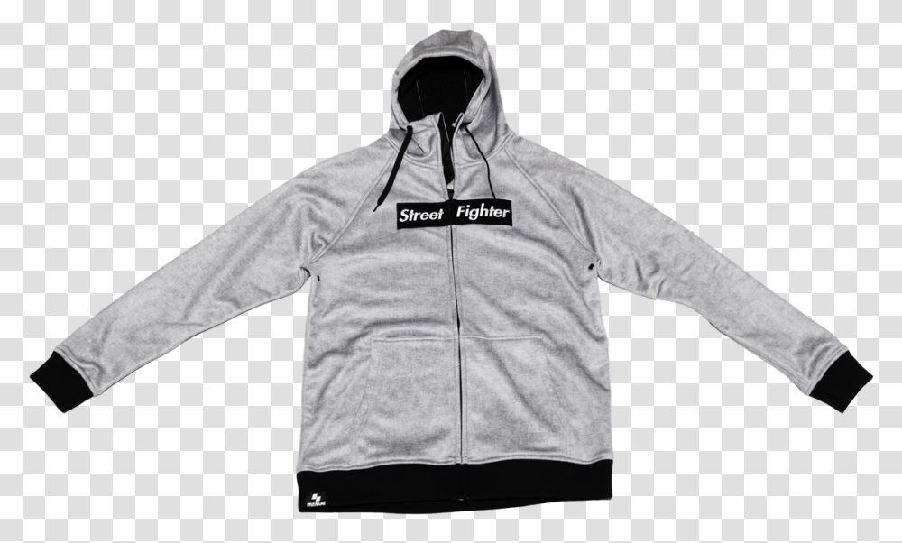 Street Fighter Box Logo Grey Melange Tech Zip Up Hoodie Fgc Promo 25 Off Hoodie, Clothing, Apparel, Sweatshirt, Sweater Transparent Png
