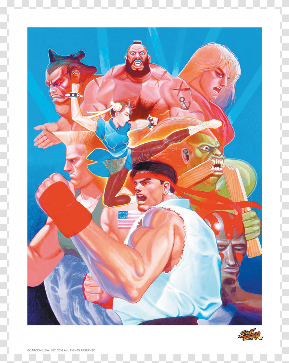 Street Fighter Lithograph Hadouken Street Fighter Ii The World Warrior Poster, Person, Advertisement Transparent Png