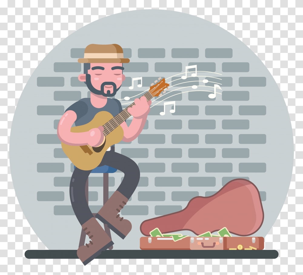 Street Musician Animated Gif Musician Animated, Guitar, Leisure Activities, Musical Instrument, Person Transparent Png