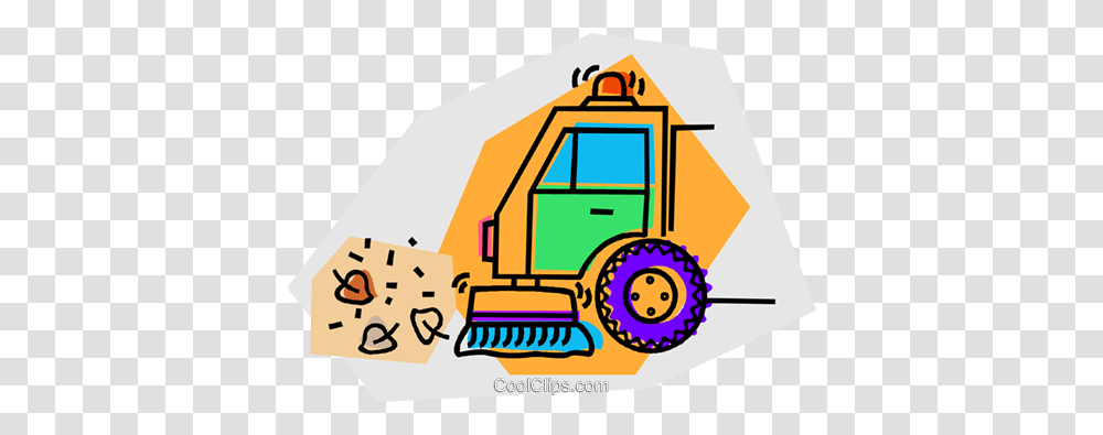 Street Sweeper Royalty Free Vector Clip Art Illustration, Tractor, Vehicle, Transportation, Bulldozer Transparent Png