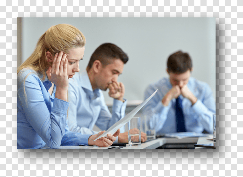 Stressed Business People Stressed Over Satisfaction Sad People In Office, Person, Sitting, Tie, Dating Transparent Png