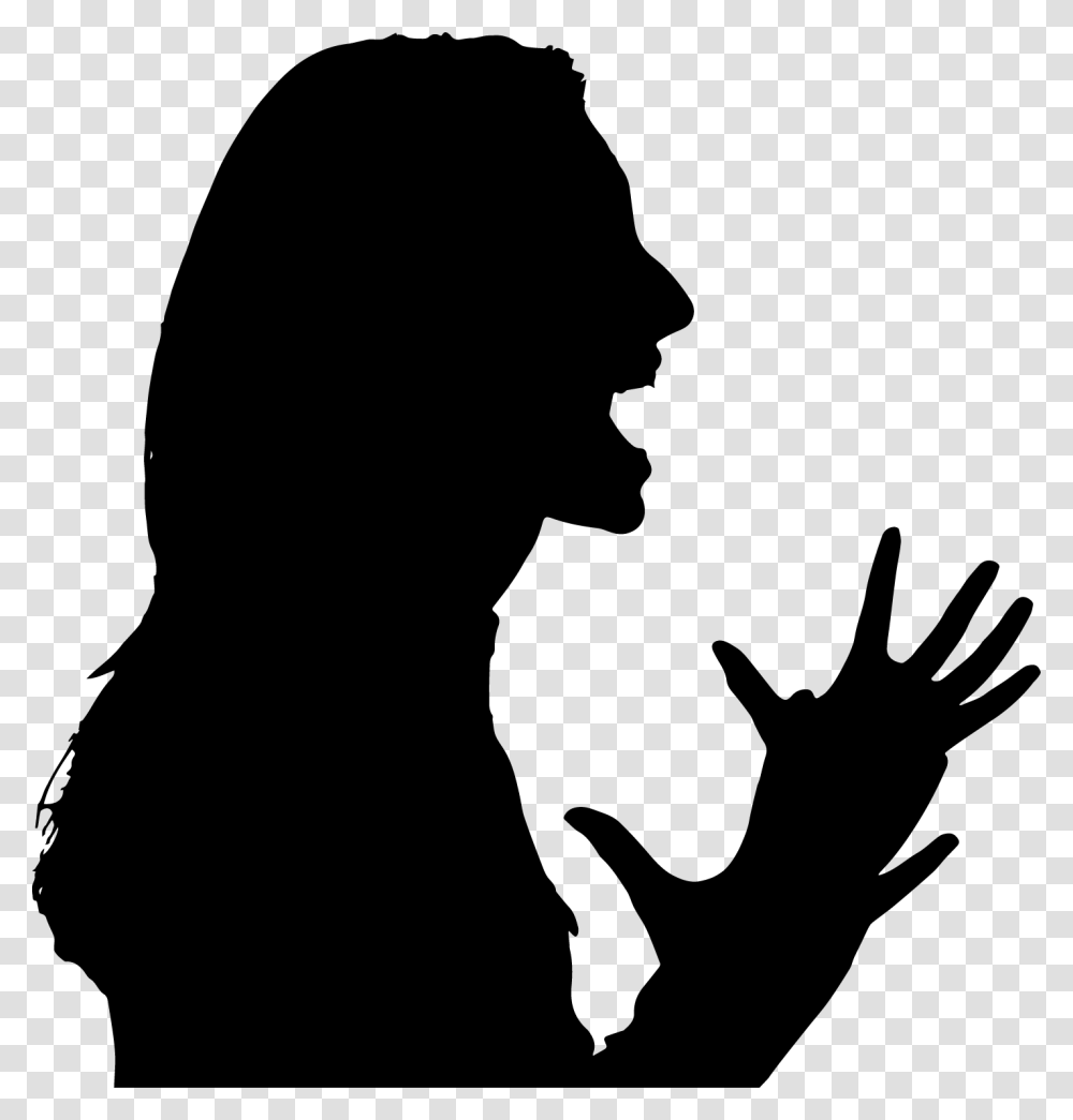 Stressed Nurse Clipart Profile Of Woman Screaming, Silhouette, Person, Human, Stencil Transparent Png