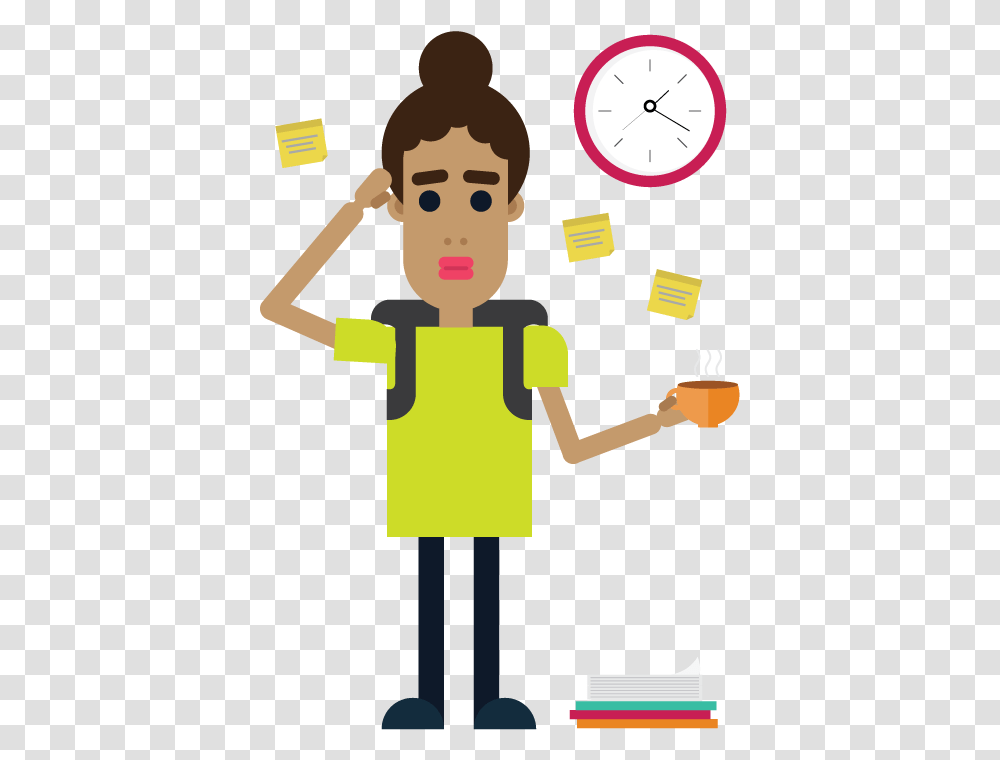 Stressed Student With To Do Lists And Coffee Stressed Student Clipart, Clock Tower, Architecture, Building, Analog Clock Transparent Png