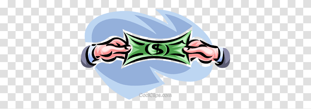 Stretching A Dollar Bill Royalty Free Vector Clip Art Illustration, Hand, Parade Transparent Png