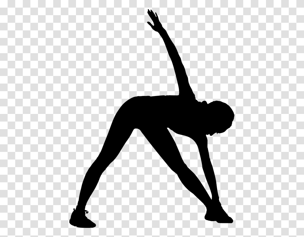 Stretching Woman Silhouette Stretching Silhouette, Gray Transparent Png