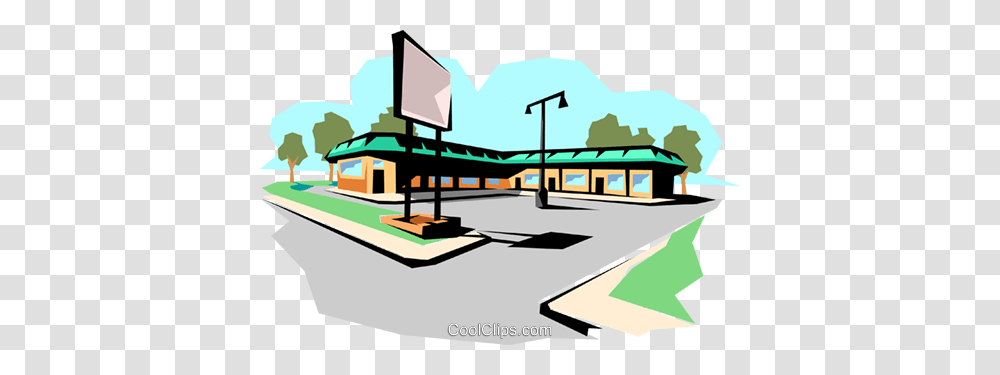 Strip Mall Royalty Free Vector Clip Art Illustration, Road, Outdoors, Building, Machine Transparent Png