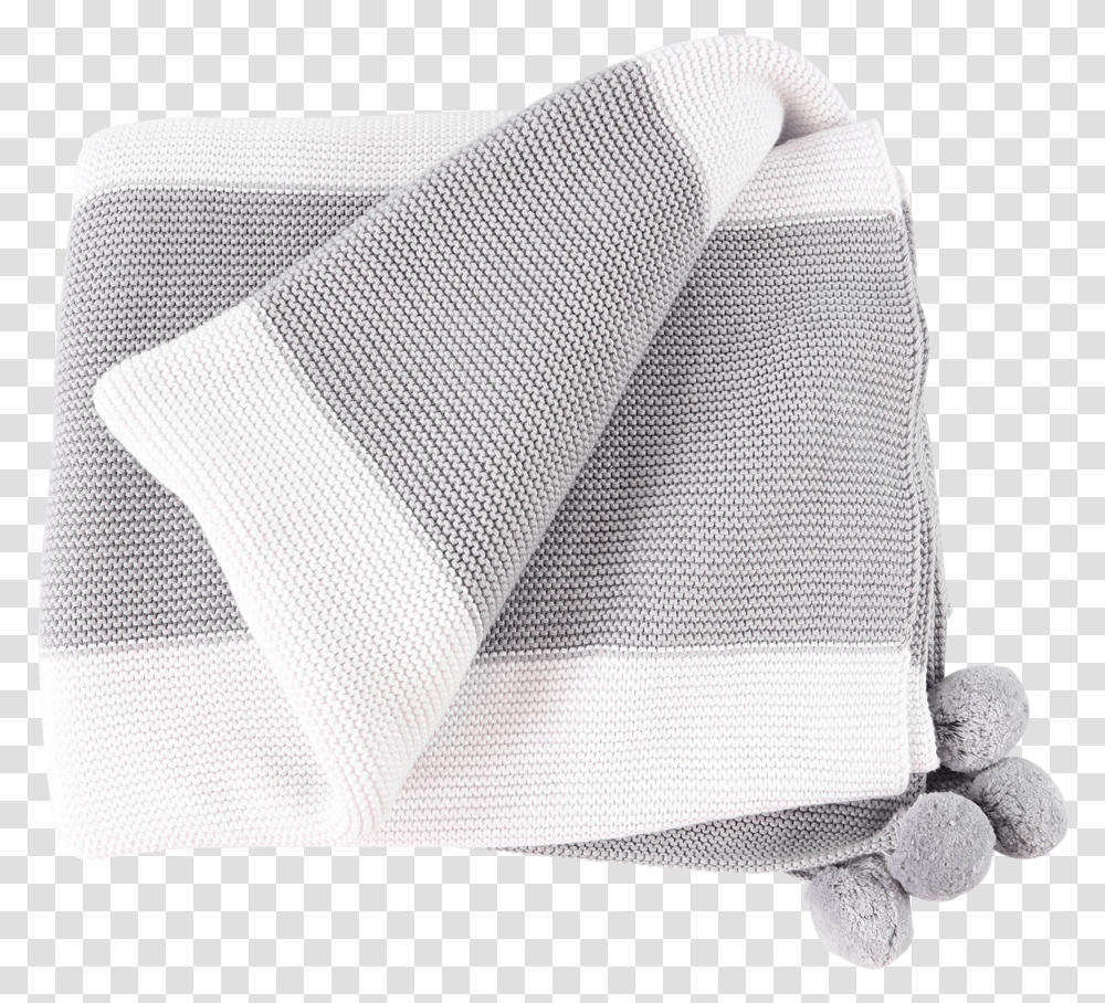 Stripe Throw With Pom Poms Mesh, Blanket, Napkin Transparent Png