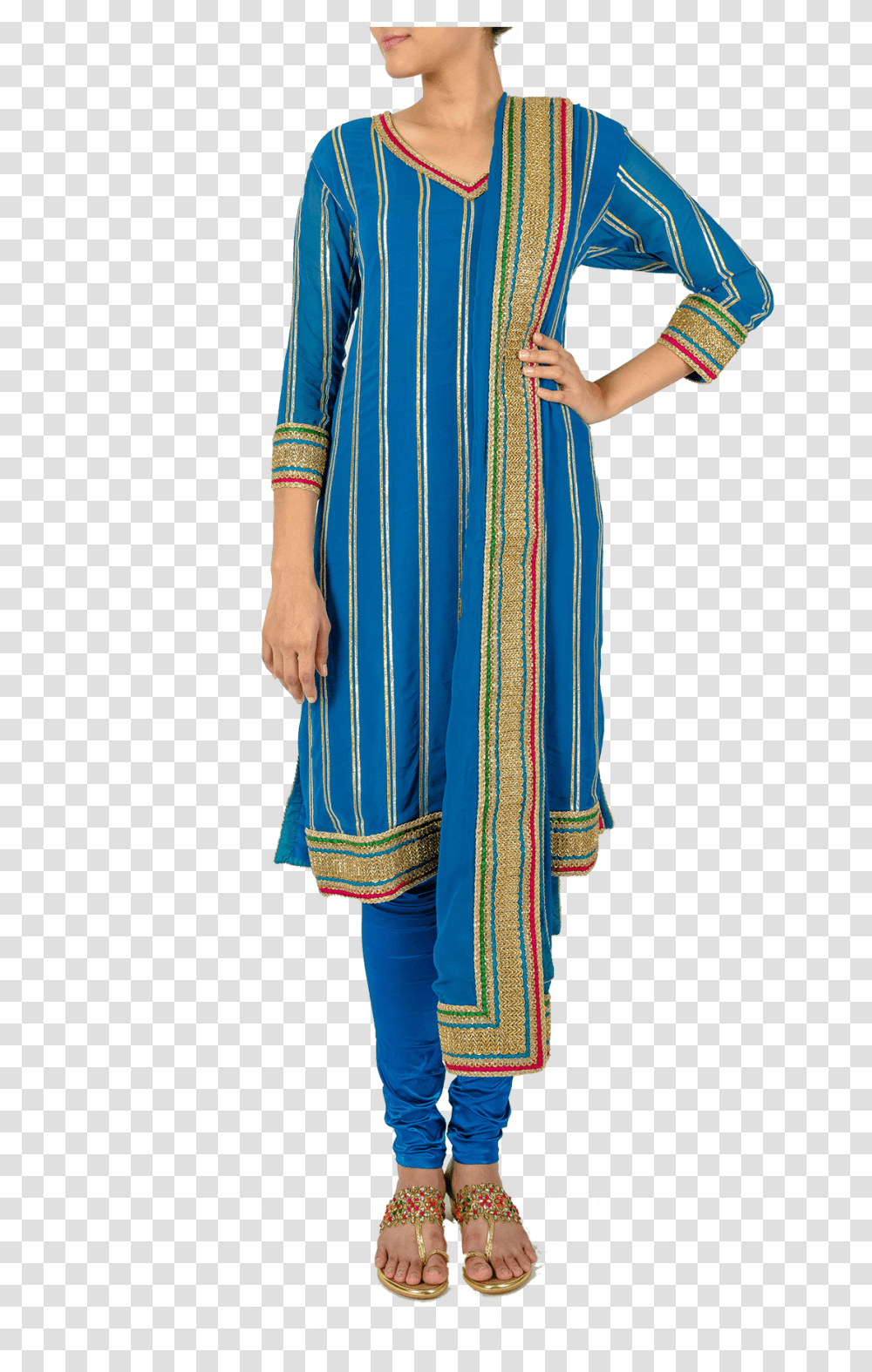 Striped Blue Gota Kurta Set By Asal By Abu Sandeep, Apparel, Sleeve, Costume Transparent Png
