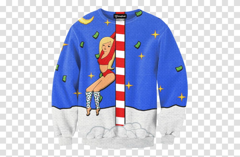 Stripper Pole Ugly Christmas Sweater Getonfleek Pull De Nol Trump, Clothing, Sleeve, Long Sleeve, Sweatshirt Transparent Png