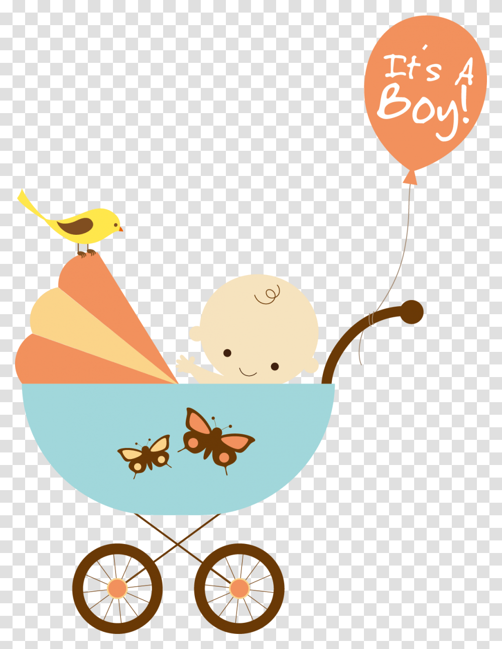 Stroller Vector Material Baby Shower Cartoon, Ball, Bird, Animal, Balloon Transparent Png