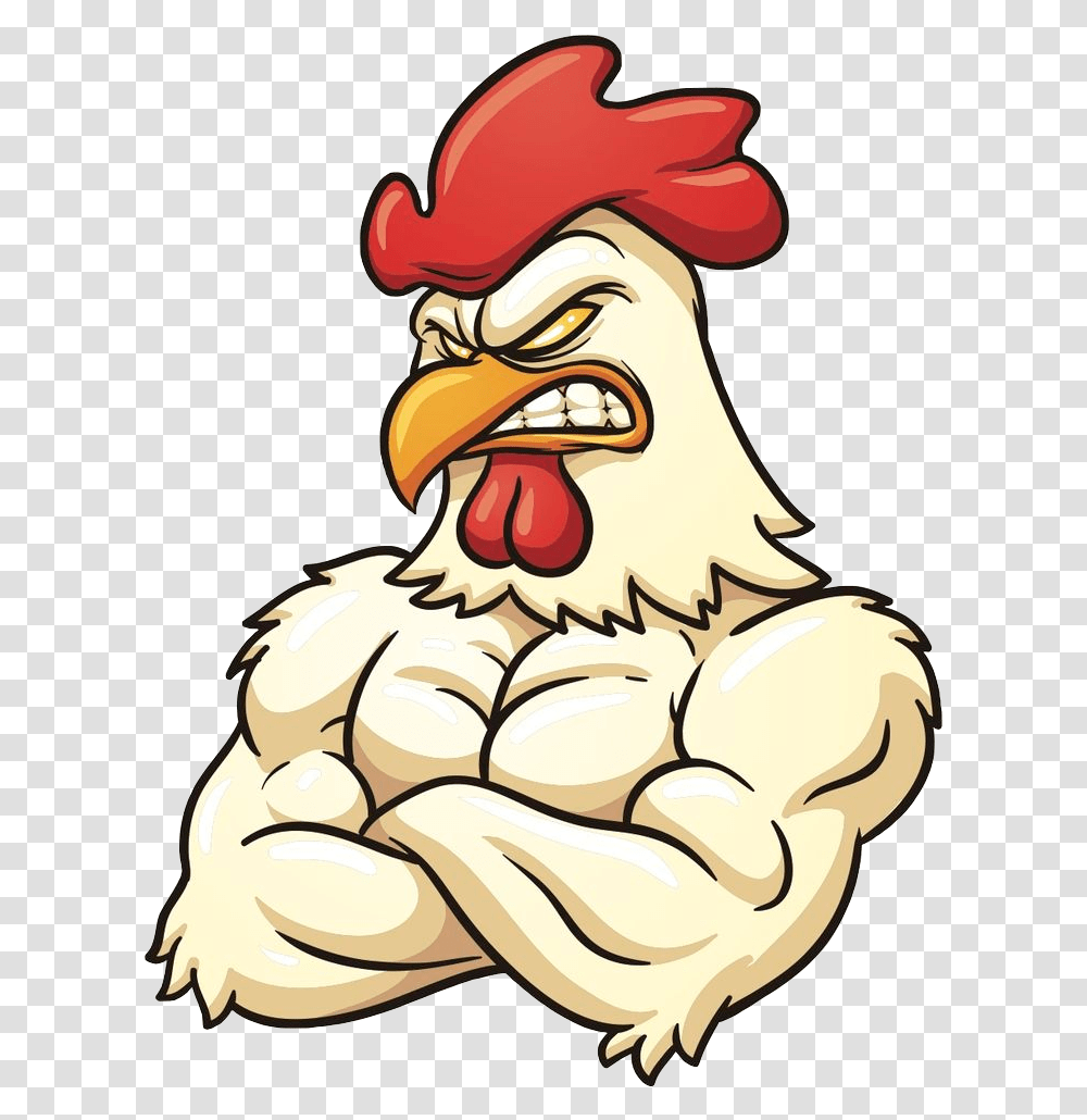 Strong Rooster Strong Chicken Cartoon, Hen, Poultry, Fowl, Bird Transparent Png