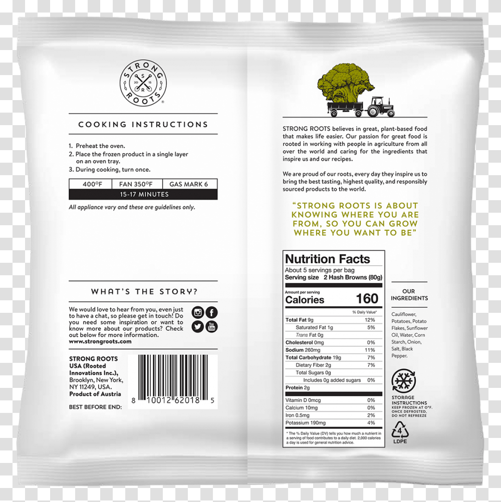 Strong Roots Cauliflower Hash Browns, Advertisement, Poster, Flyer, Paper Transparent Png