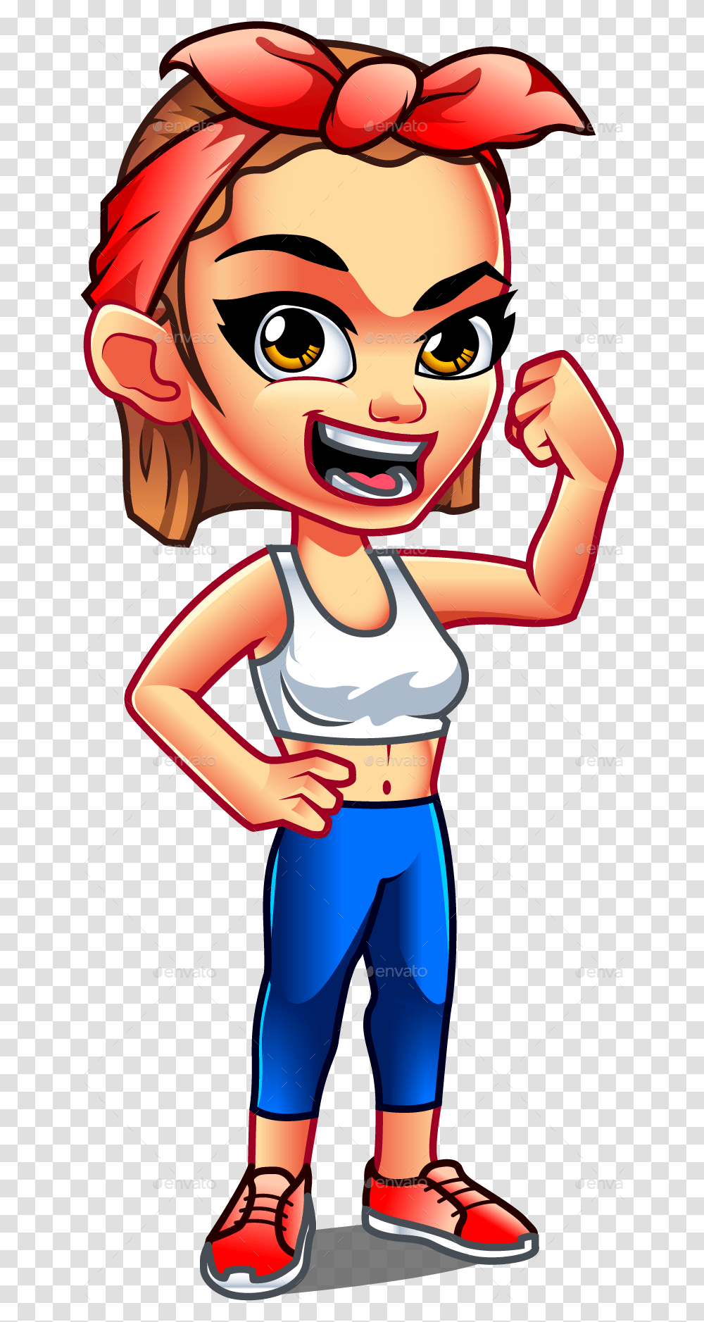 Strong Woman Cartoon Character, Label, Helmet Transparent Png