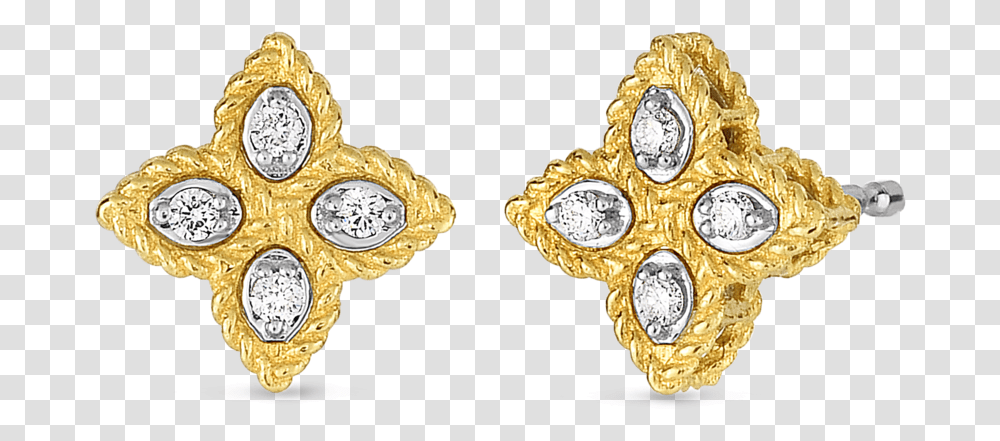 Stud Roberto Coin Princess Flower Earrings, Gold, Accessories, Accessory, Jewelry Transparent Png