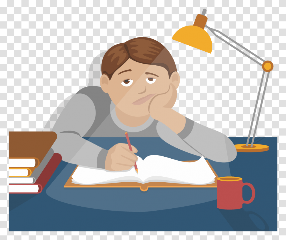 Student Clip Art Tired Student, Person, Human, Reading, Lamp Transparent Png