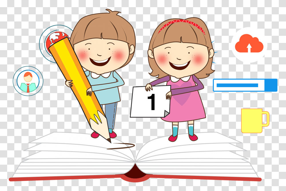 Student Clipart Children Studying Clipart, Reading, Girl, Female Transparent Png