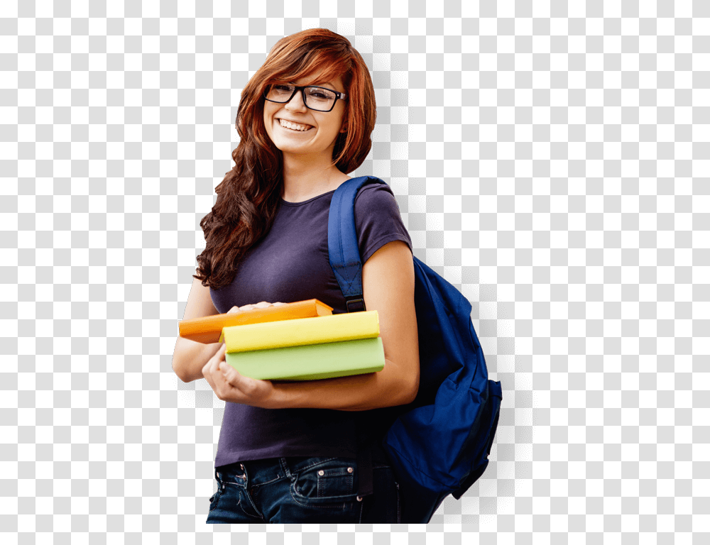 Student College For Girl, Person, Female, Glasses, Accessories Transparent Png