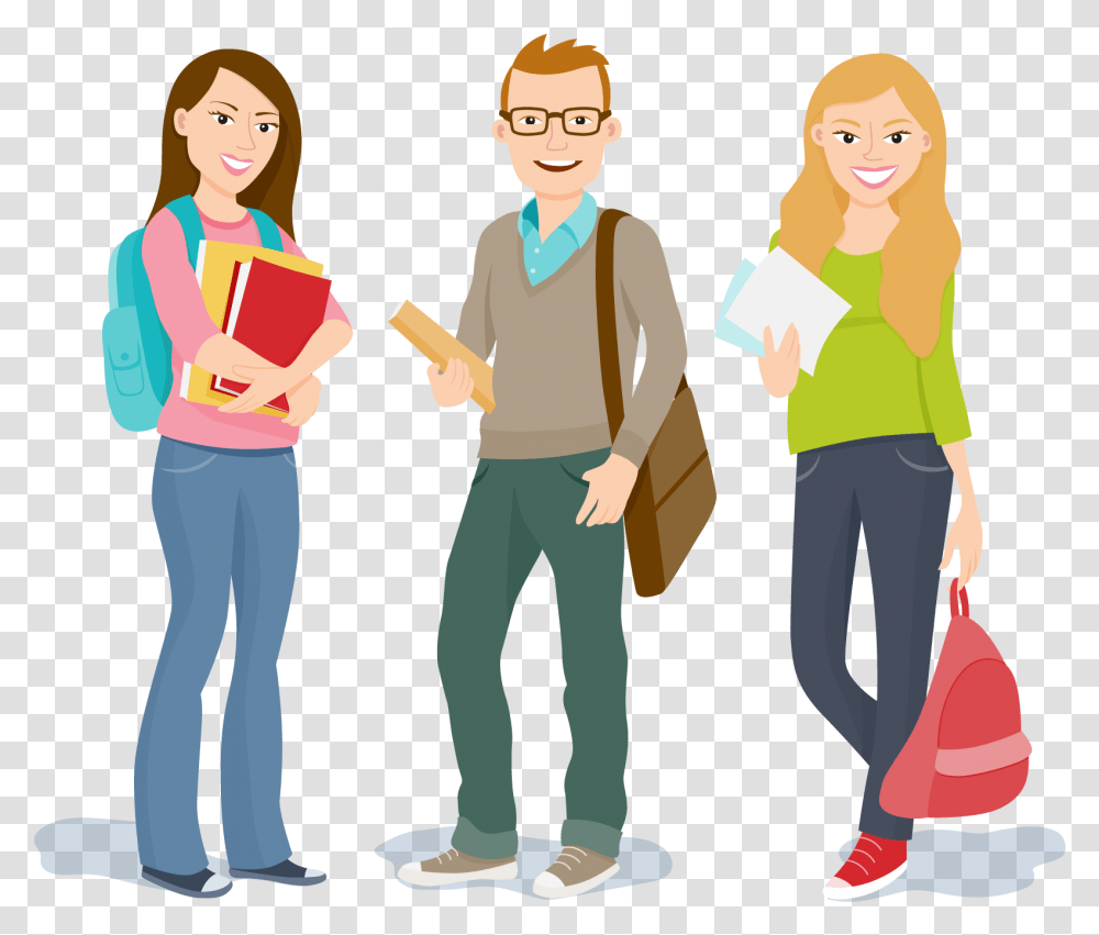 Student College Student Cartoon, Person, Standing, People, Sleeve Transparent Png