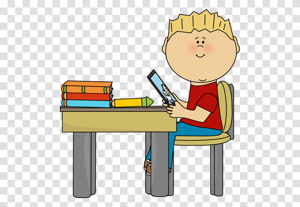Student Desk Clip Art Sit At Table Clipart, Furniture, Person, Reading, Teacher Transparent Png