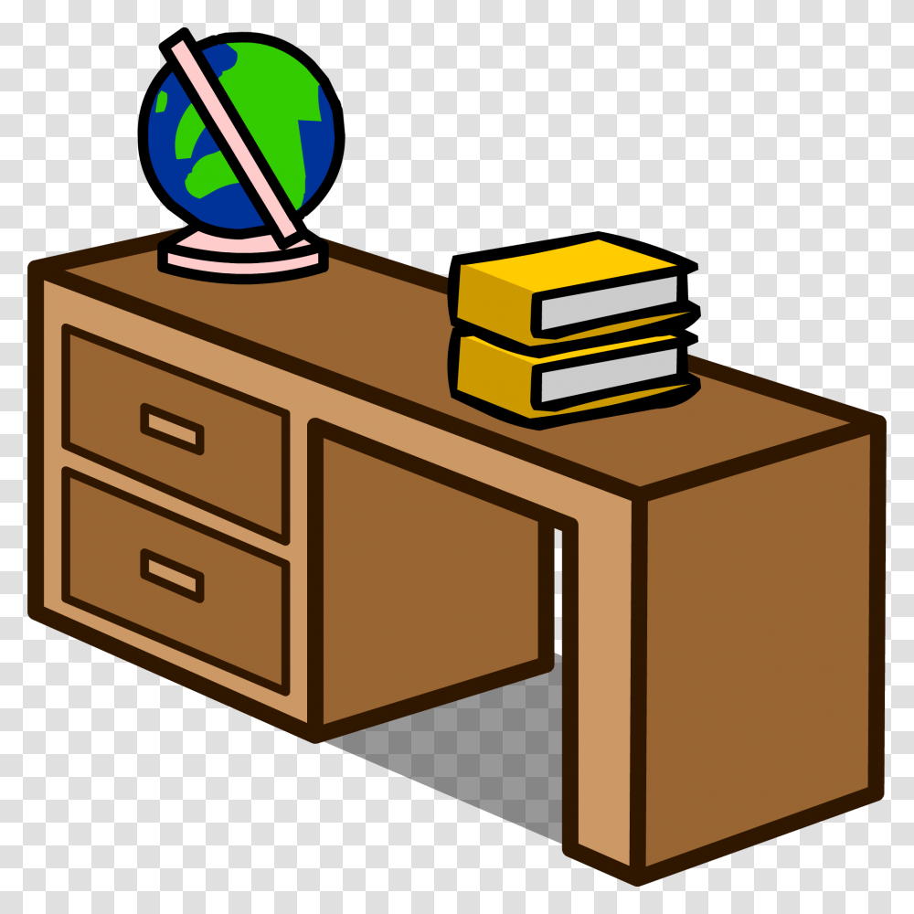 Student Desks Clipart Book Is On The Desk, Furniture, Table, Drawer, Tabletop Transparent Png
