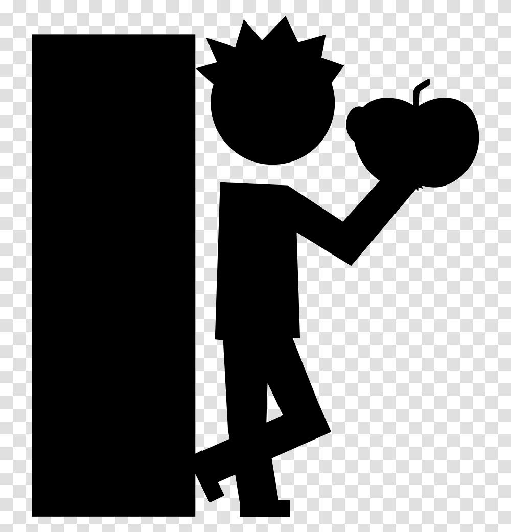 Student Eating An Apple At Class Door Student Eating Silhouette, Stencil, Cat, Pet, Mammal Transparent Png