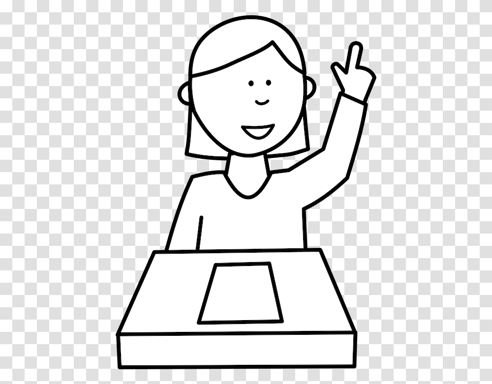 Student Girl People Free Vector Graphic On Pixabay Raise Hand Clipart Black And White, Snowman, Winter, Outdoors, Nature Transparent Png
