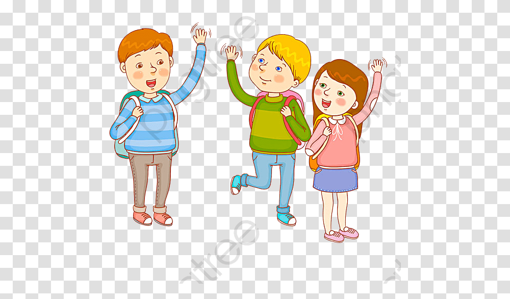 Student Goodbye Clipart Children Leaving School, Person, Human, People, Hand Transparent Png