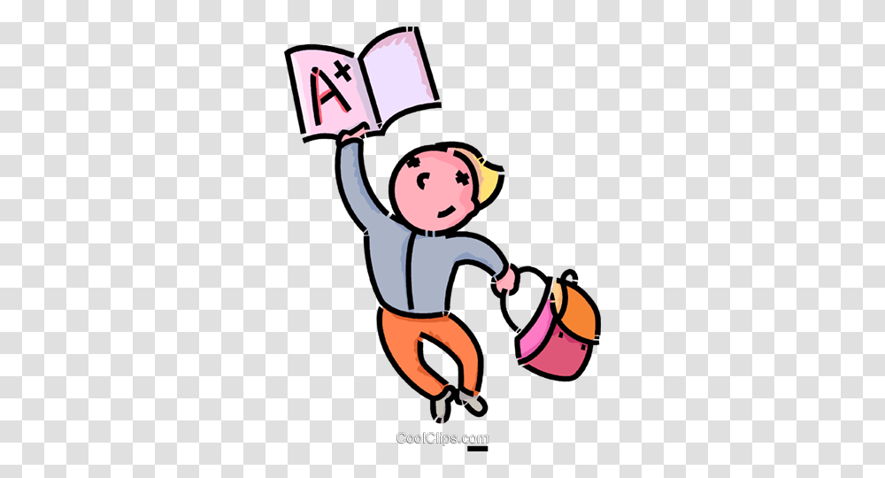 Student Jumping For Joy With An A Plus Grade Royalty Free Vector, Bucket, Cleaning Transparent Png