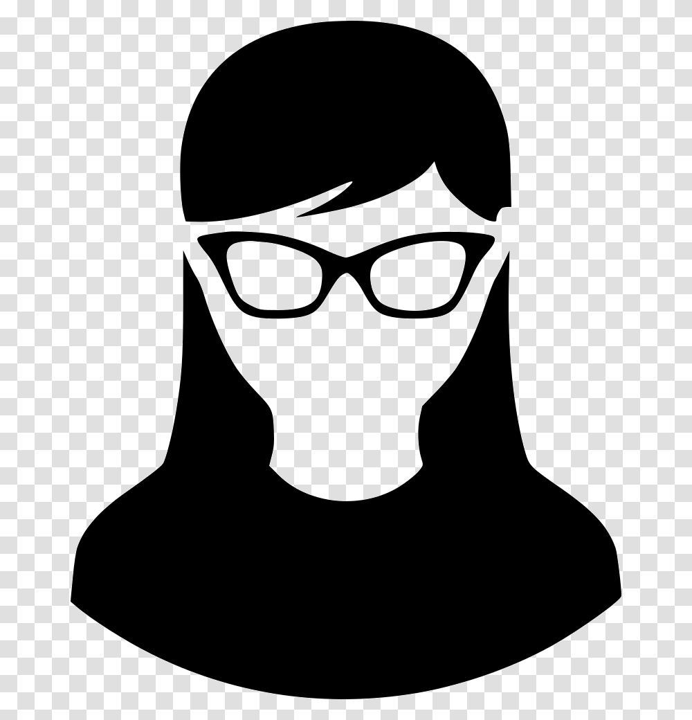 Student Lady Nerd Girl With Glasses Icon, Stencil, Sunglasses, Accessories, Accessory Transparent Png