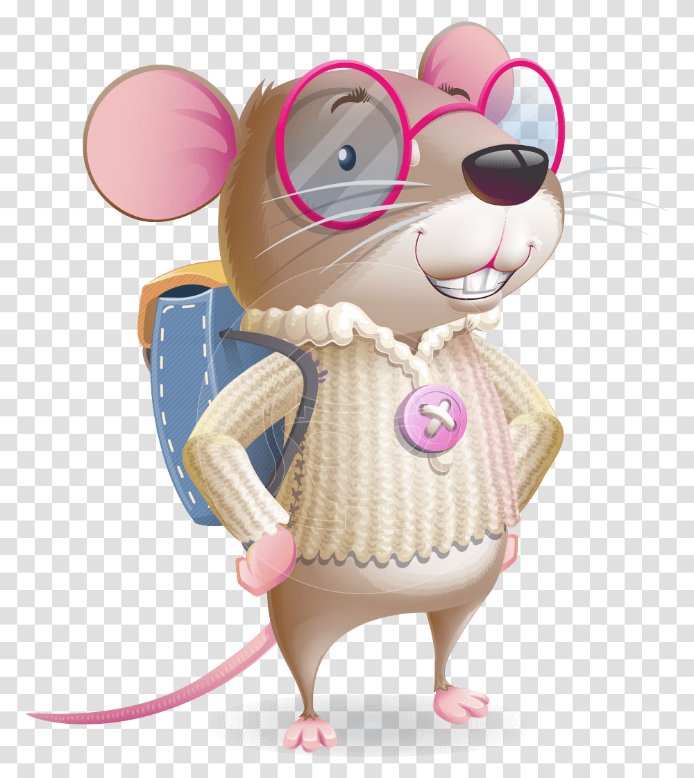 Student Mouse Kid Cartoon Vector Character Cartoon, Toy, Figurine, Doll, Plush Transparent Png