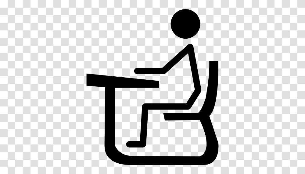Student Of Stick Man Sitting On A Chair On Class Desk, Furniture, Cross Transparent Png