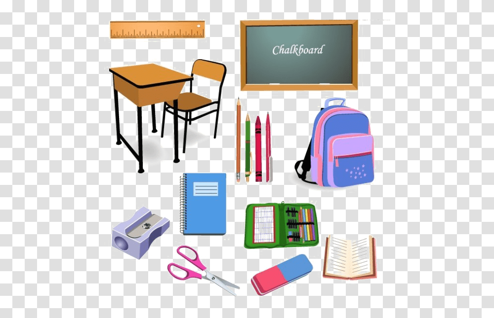 Student School Classroom Object Clip Art Objects In The School, Furniture, Desk, Table, Monitor Transparent Png