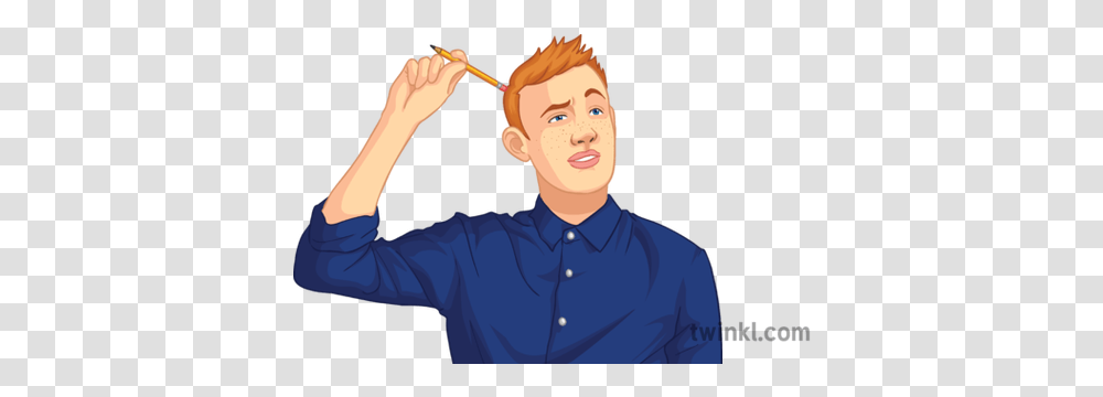 Student Scratching Head Confused Pencil Boy People General Confused Person With Pencil, Human, Worker, Hairdresser, Performer Transparent Png