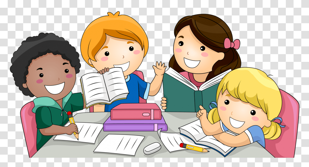 Student Studying Clipart Studying Cartoon, Person, Reading, Female, Girl Transparent Png