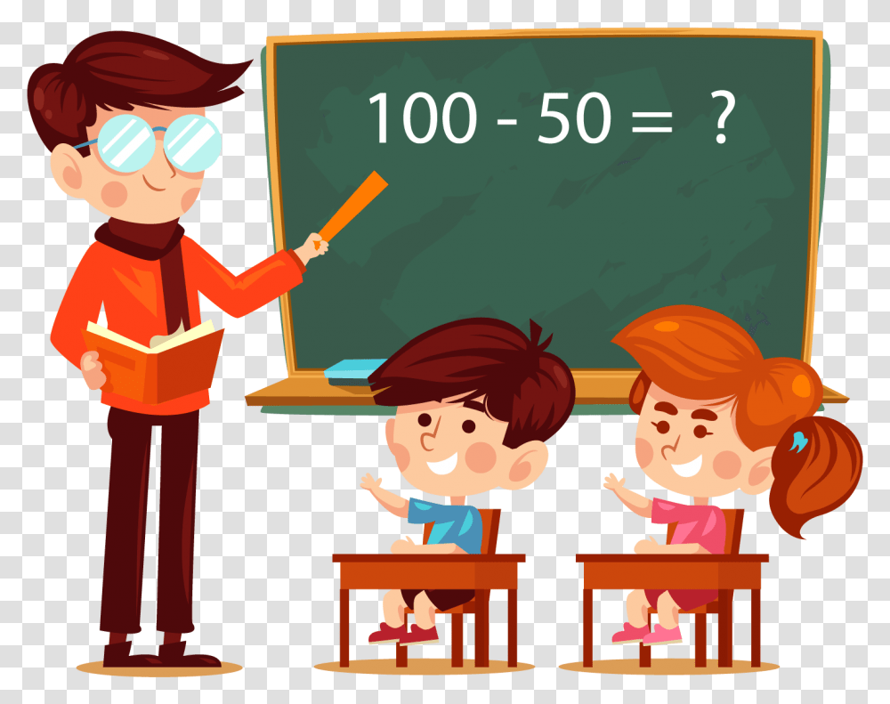 Student Teacher Learning Addition Classroom, Person, Human, Poster, Advertisement Transparent Png