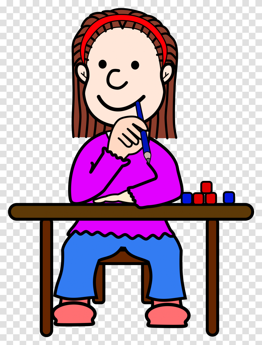 Student Thinking Clipart, Female, Girl, Sitting, Woman Transparent Png