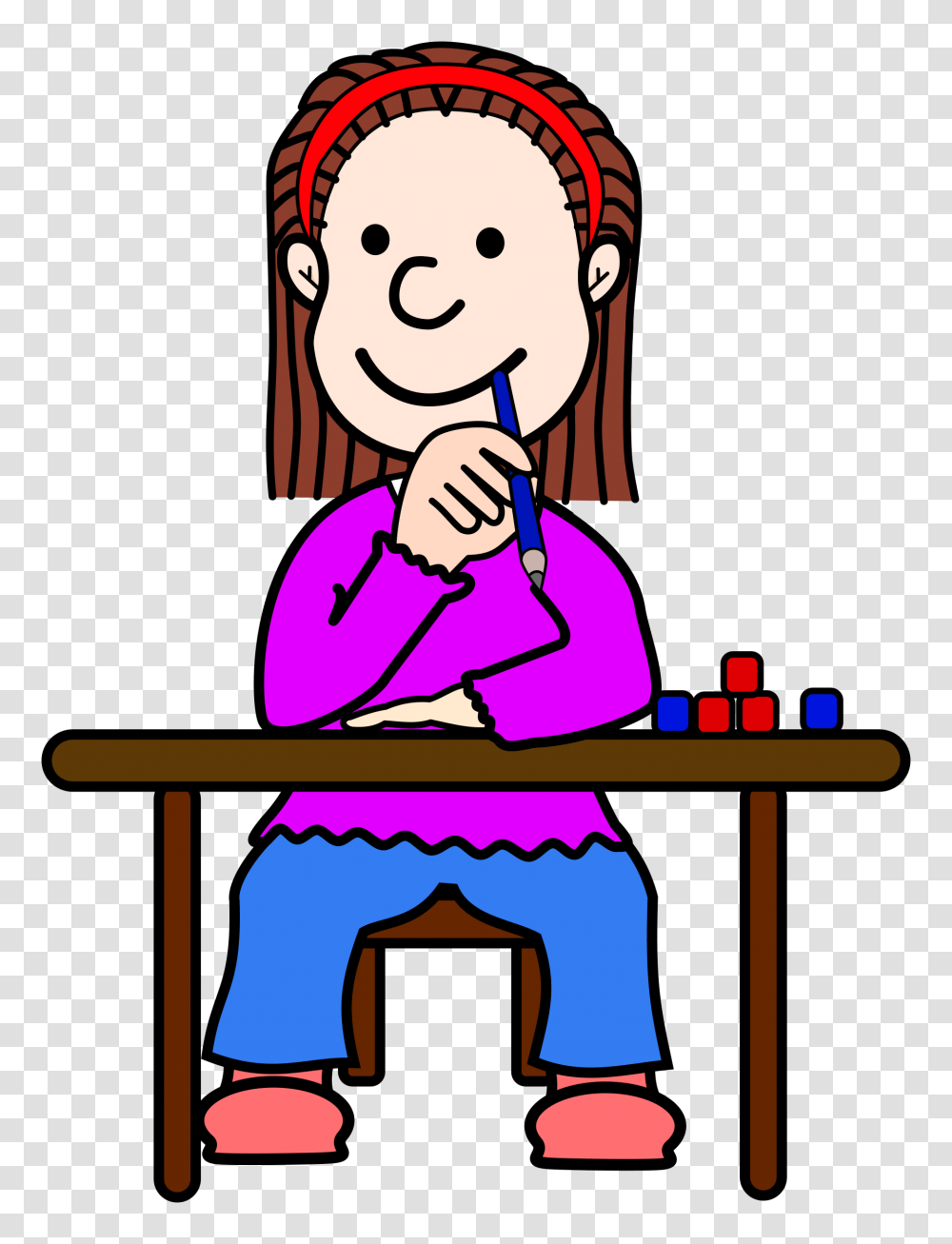 Student Thinking Clipart, Female, Sitting, Girl, Woman Transparent Png