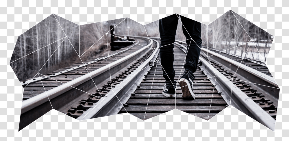 Student Walking On Train Tracks Black Man Walking Away, Railway, Transportation, Person, Human Transparent Png