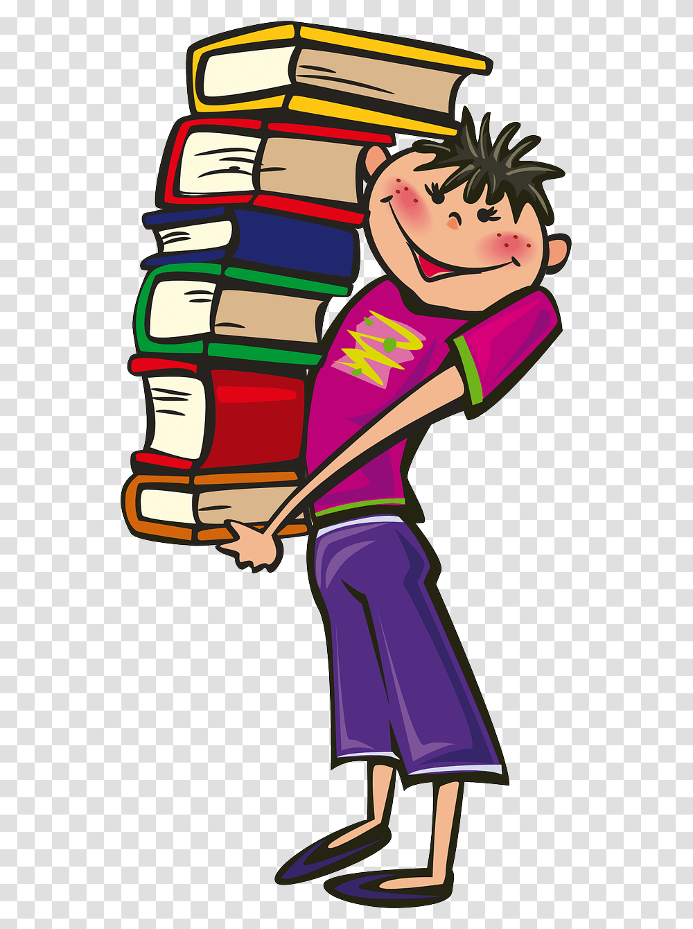 Student With Books Clipart, Apparel, Costume, Performer Transparent Png