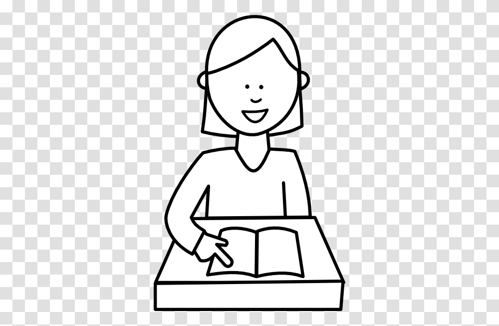 Student Working Clipart Black And White Letters Format, Stencil, Face, Female, Reading Transparent Png