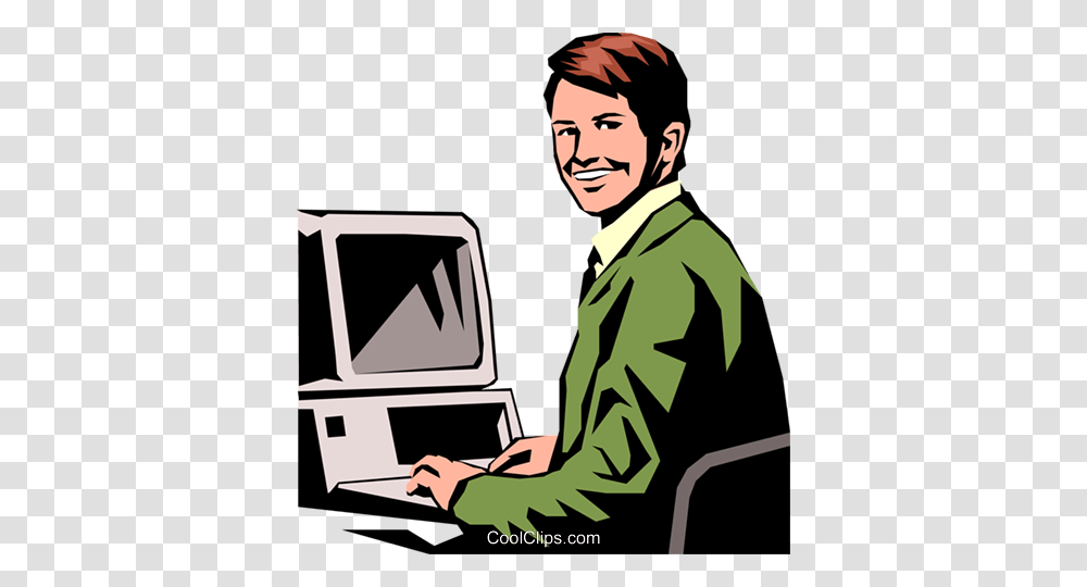 Student Working On Pc Royalty Free Vector Clip Art Illustration, Person, Human, Performer, Leisure Activities Transparent Png