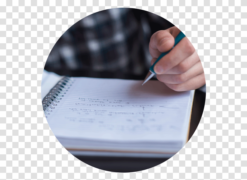Student Writing In Notebook, Finger, Page, Diary Transparent Png