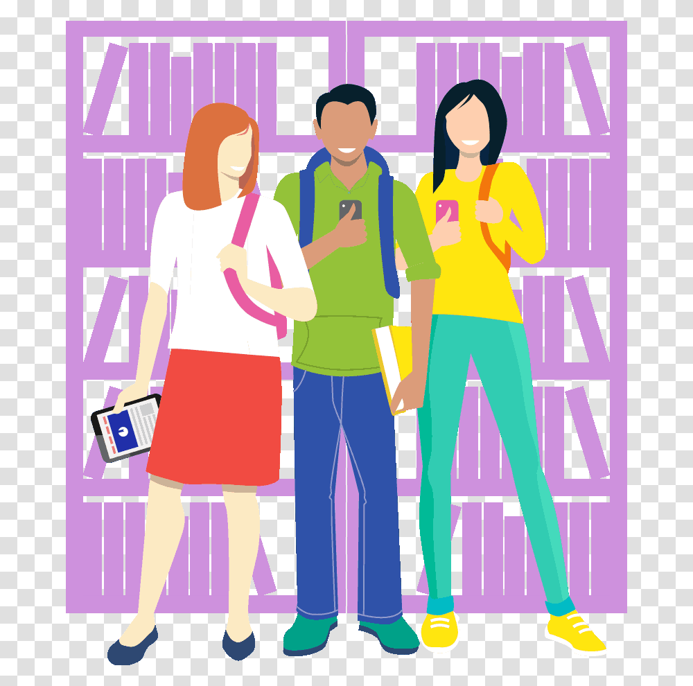 Students Talking Cartoon, Person, People, Standing, Female Transparent Png