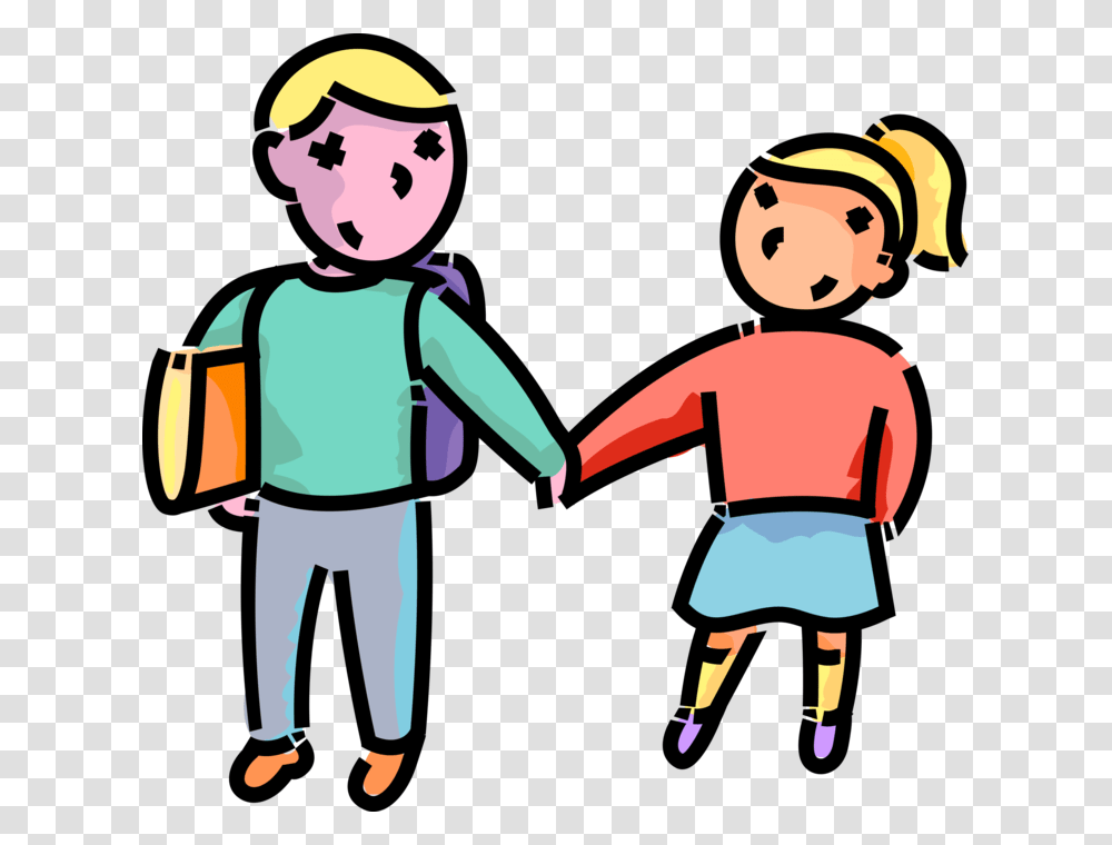 Students Walking Brother And Sister Clipart, Hand, Person, Human, Holding Hands Transparent Png